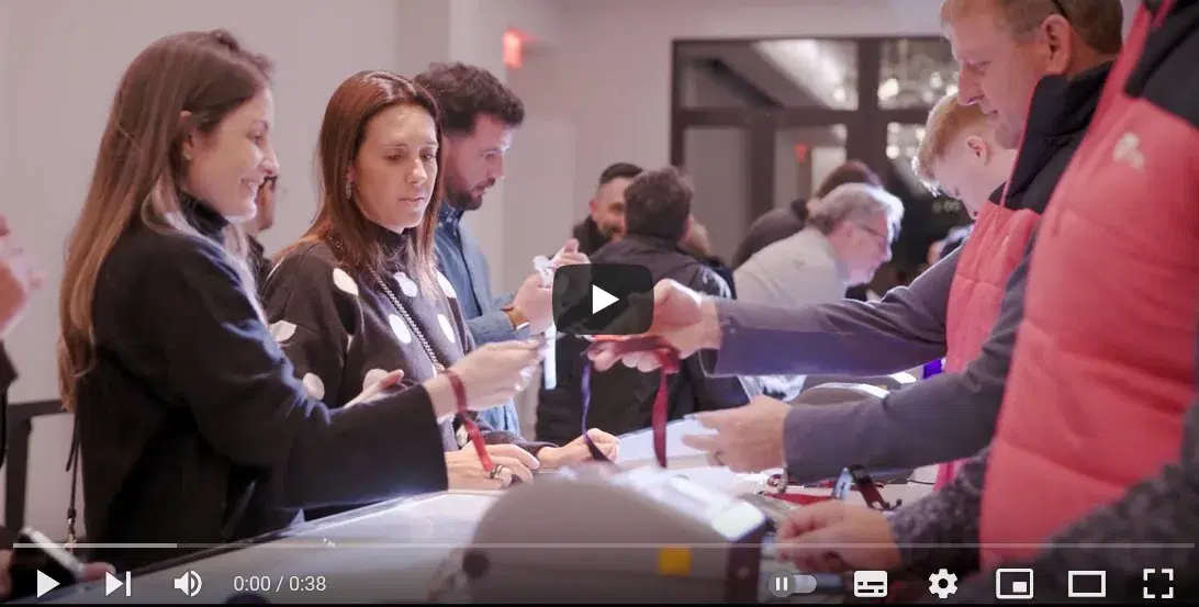 On-site badge printing station at trade show