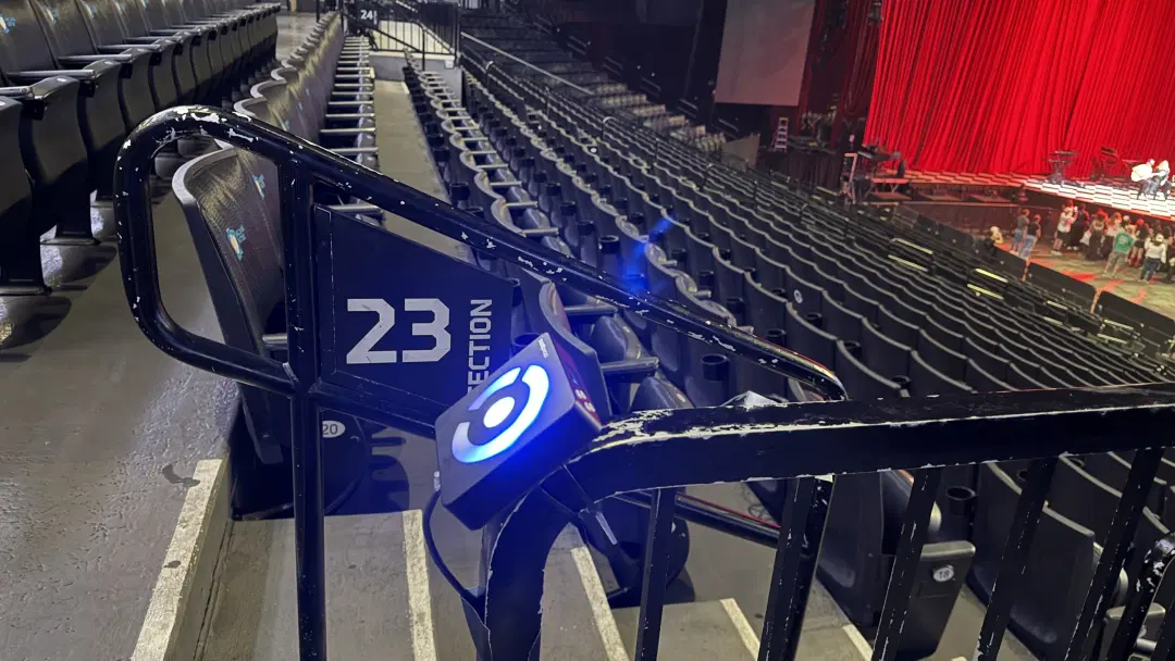 CrowdReader deployed at stadium section 23 entrance railing