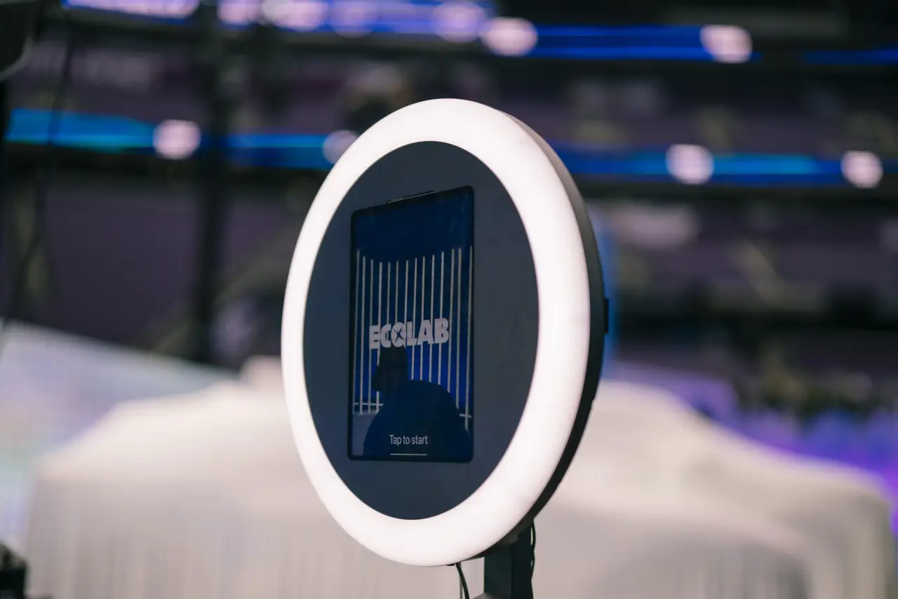 Photo booth with ring light at corporate event